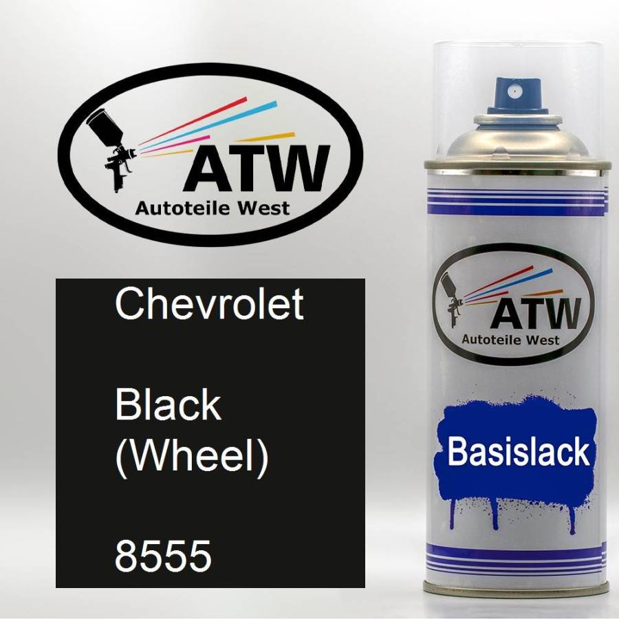 Chevrolet, Black (Wheel), 8555: 400ml Sprühdose, von ATW Autoteile West.